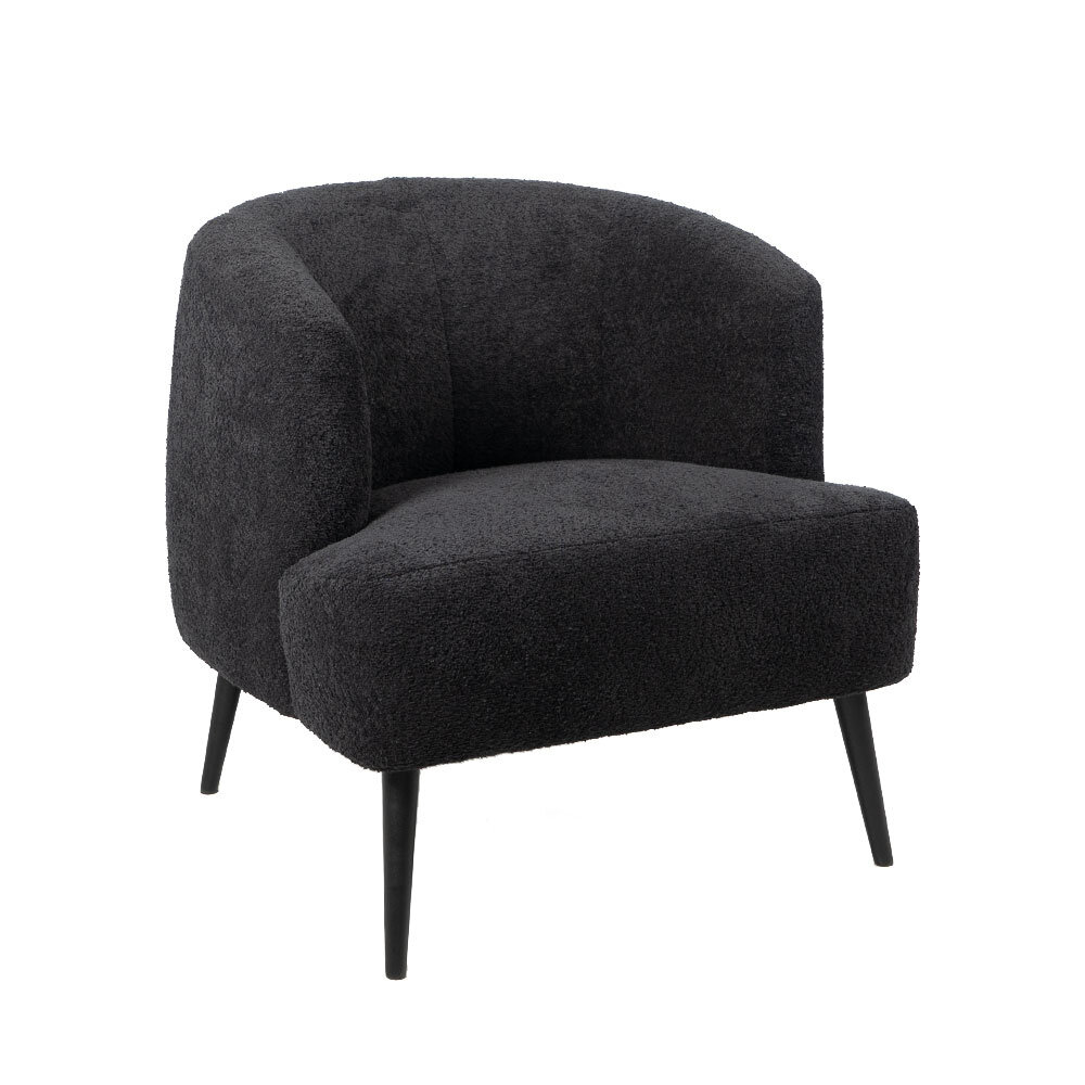 Fauteuil Aren bouclé zwart
