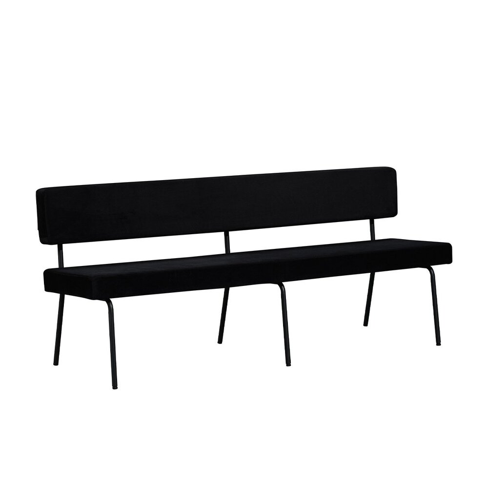 Bankje velours zwart 190 cm