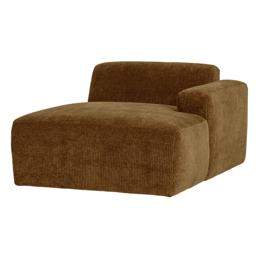 Chaise longue ribstof geel rechts