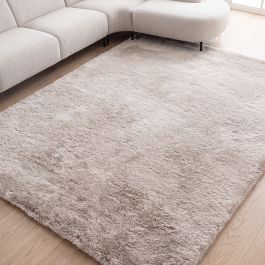 Vloerkleed polyester licht taupe 230 cm