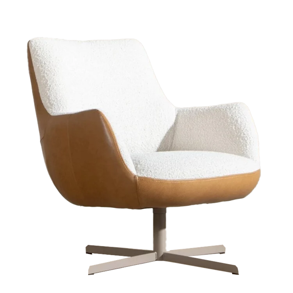 Fauteuil bouclé cognac