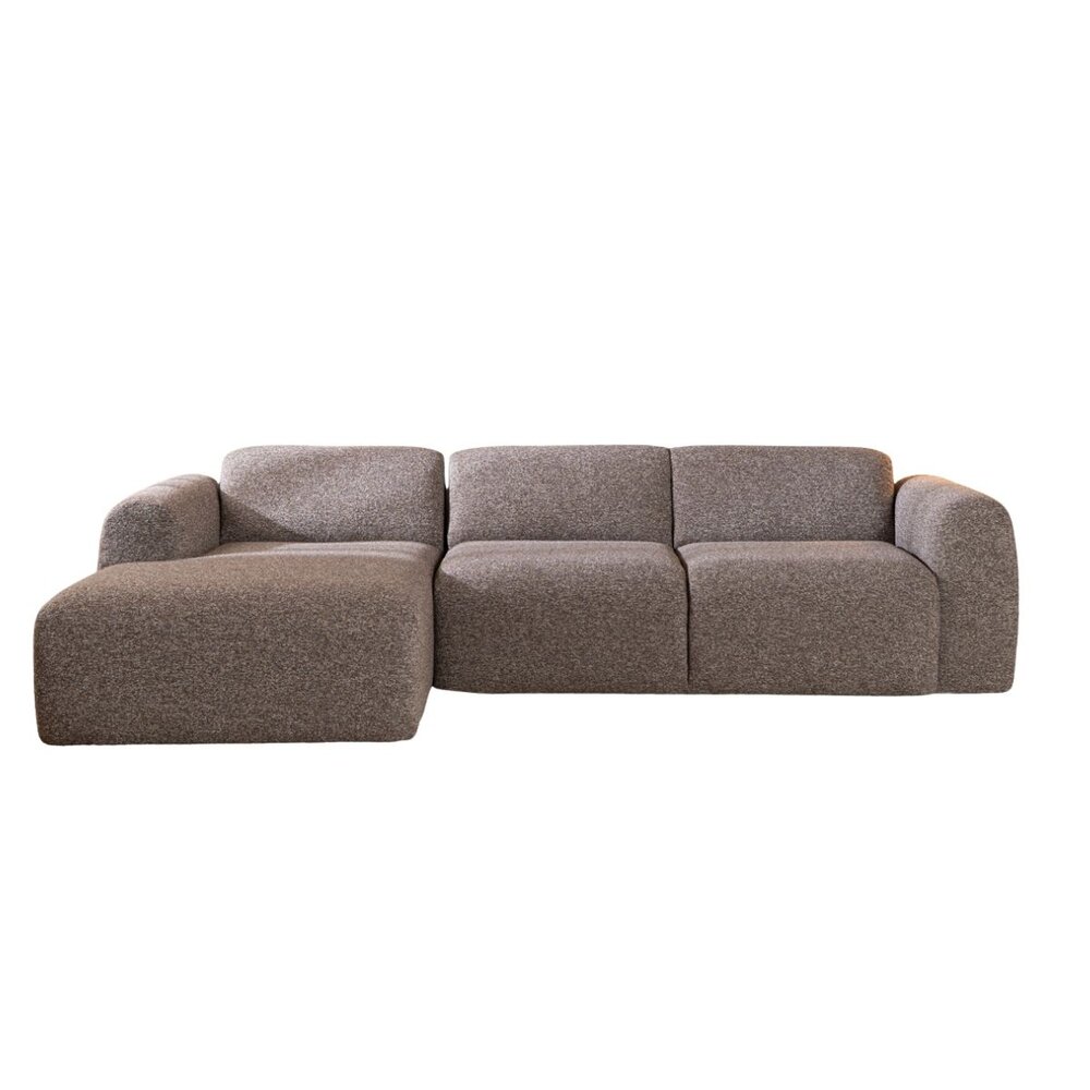 Hoekbank Fenmi bouclé bruin links 274 cm