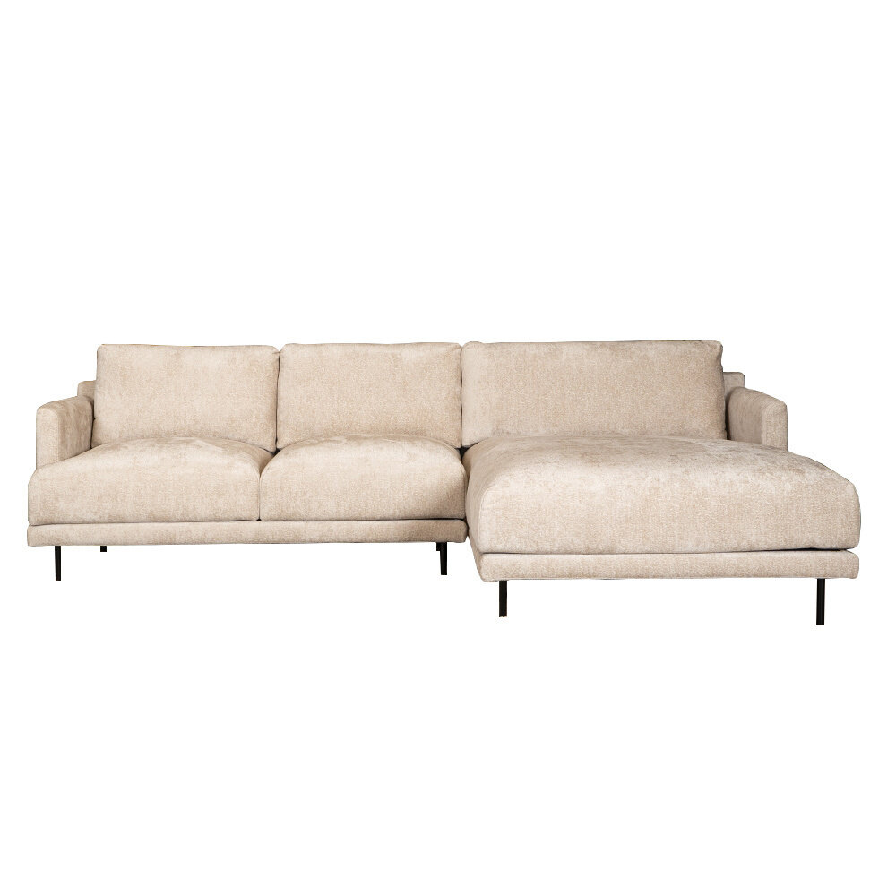 Hoekbank chenille wit rechts