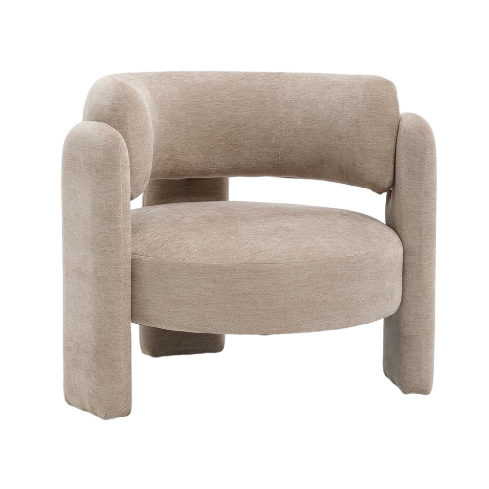 Fauteuil velours beige 85 cm