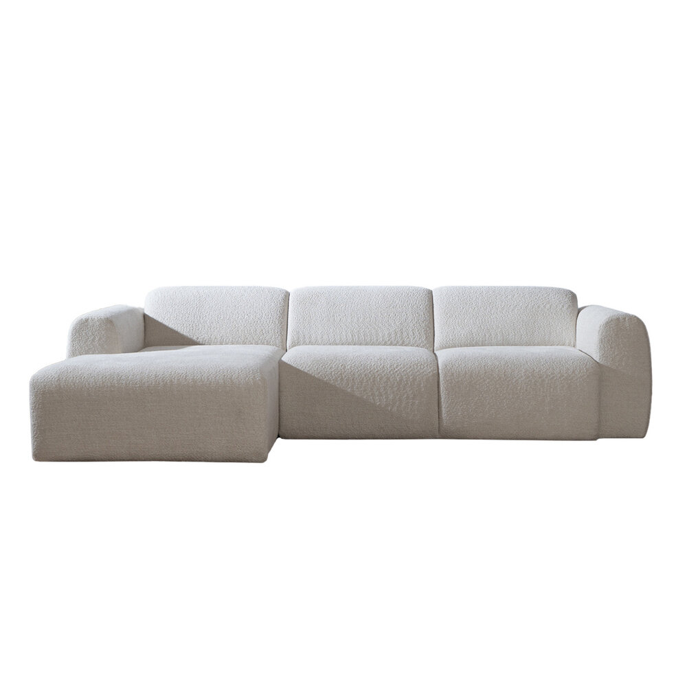 Hoekbank bouclé gebroken wit links 274 cm