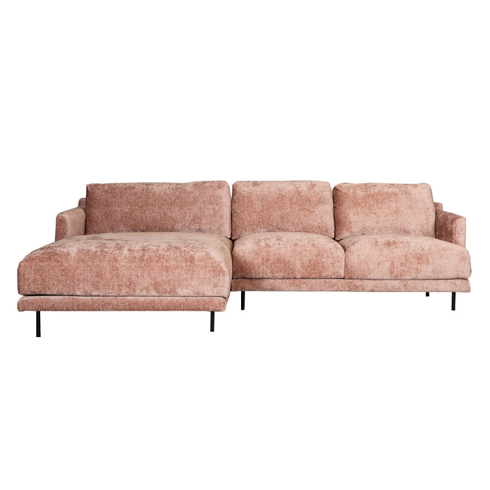 Hoekbank polyester roze links