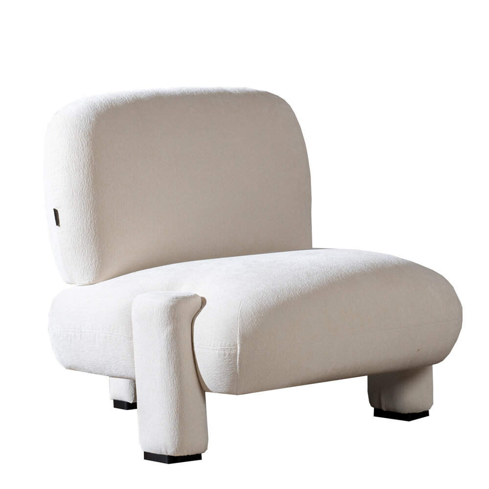 Fauteuil chenille gebroken wit