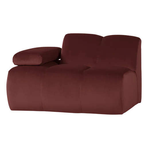 Bank velours bruin 1-zits links 124 cm