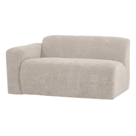 Bank ribstof beige 5-zits links