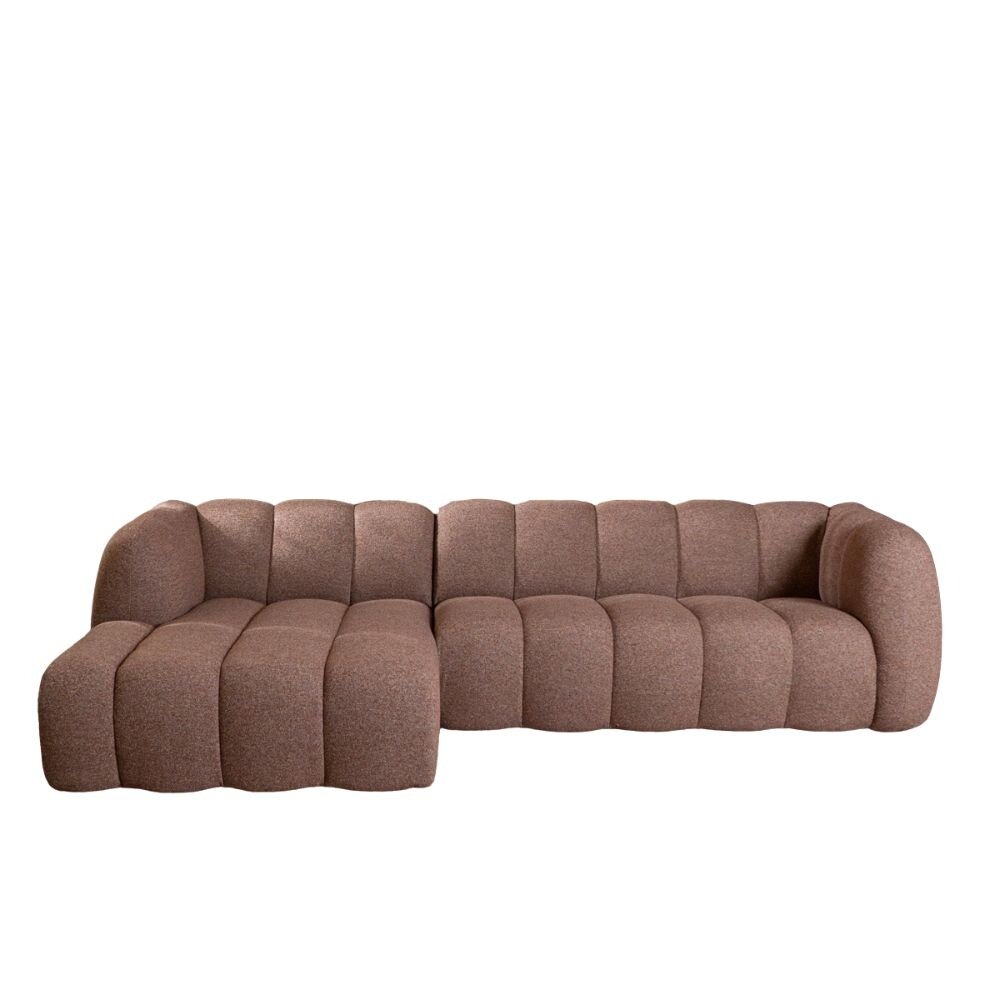 Hoekbank bouclé rood links 294 cm