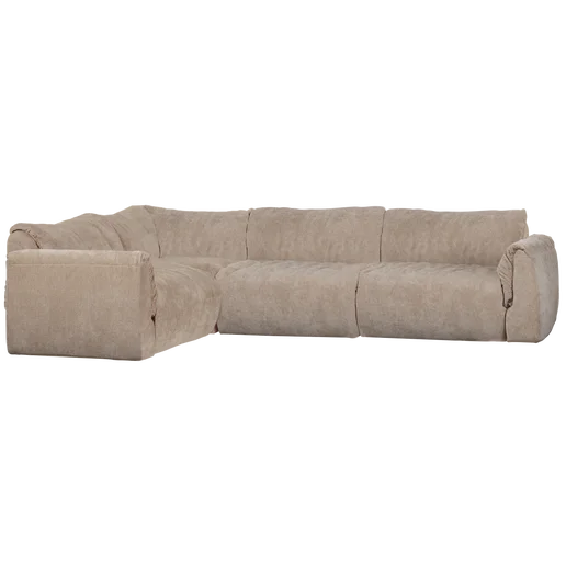 Hoekbank Fena polyester beige links 301 cm