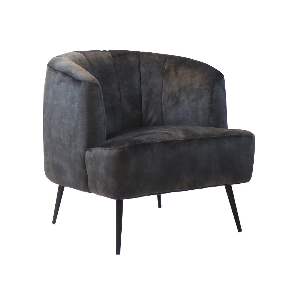 Fauteuil velours antraciet