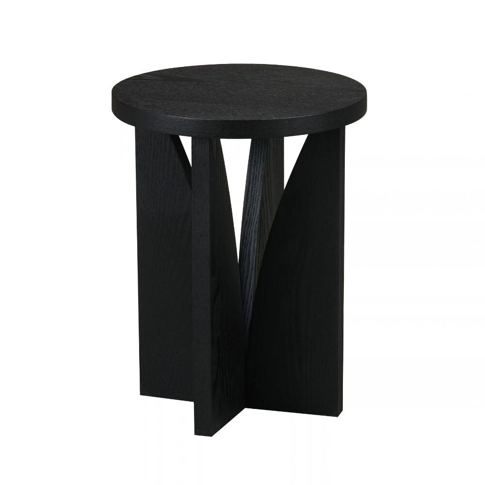 Bijzettafel MDF + eikenfineer zwart eiken Ø35 cm