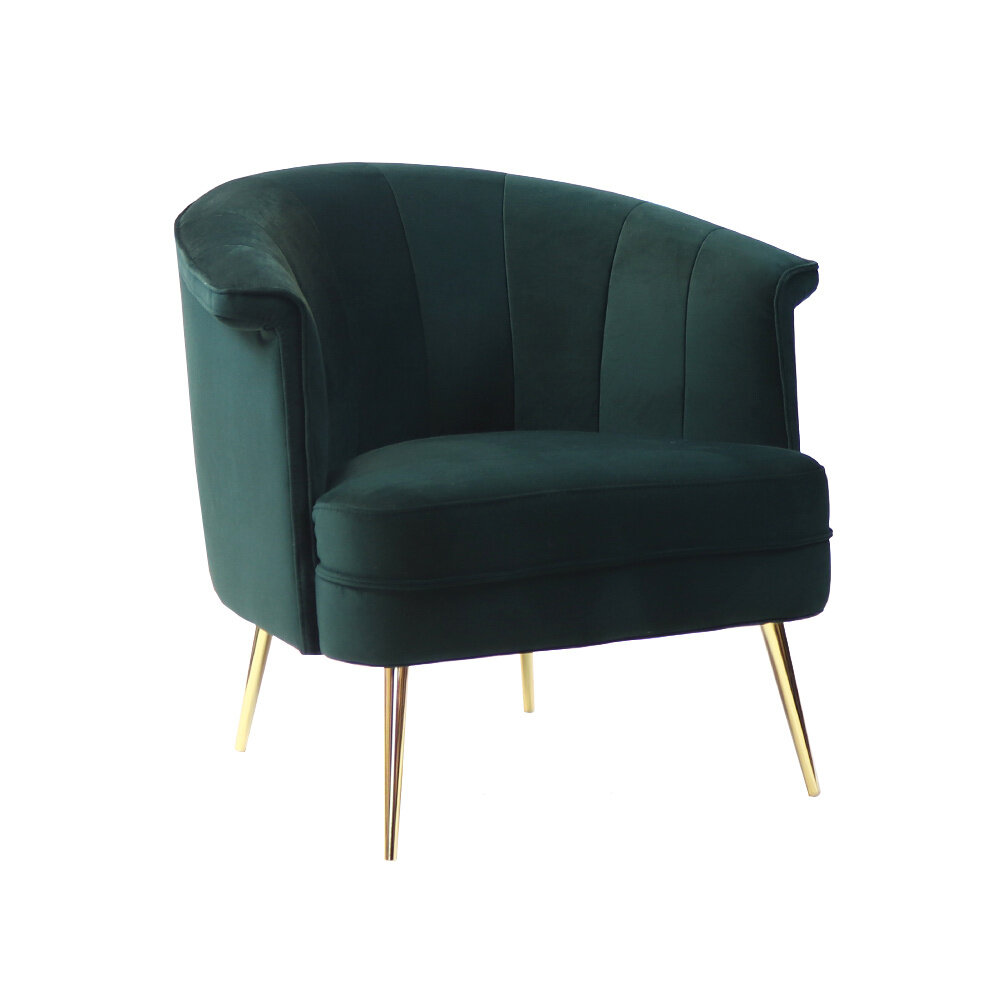 Fauteuil velours donkergroen 81 cm