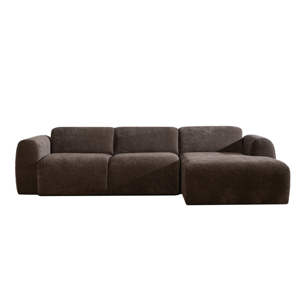 Hoekbank chenille bruin rechts 274 cm