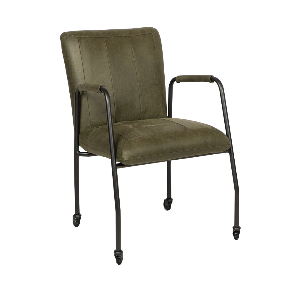 Stoel eco-leer olijfgroen