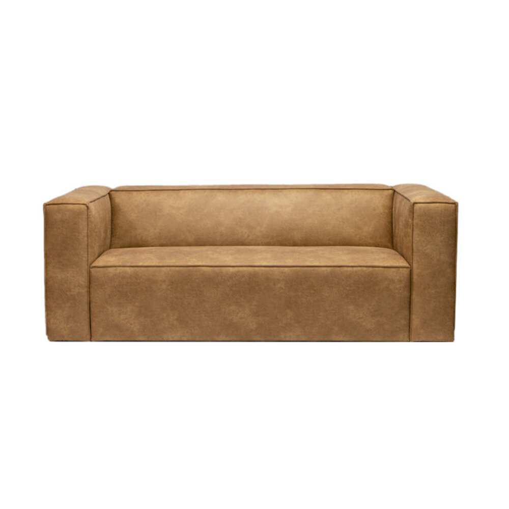 Bank eco-leer beige 5-zits 194 cm
