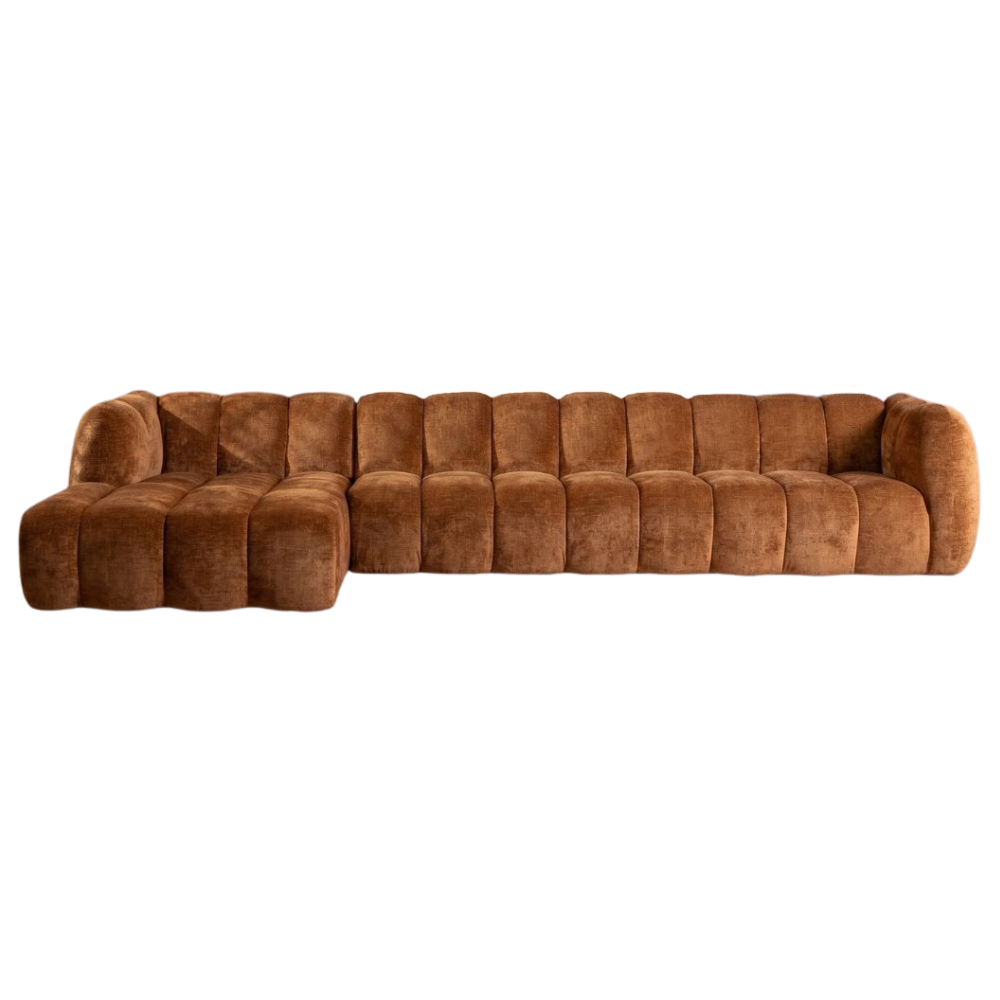 Hoekbank Leve chenille koper links