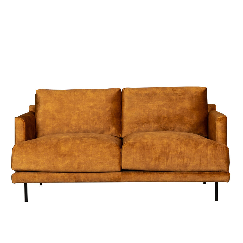 Bank velours okergeel 5-zits 174 cm