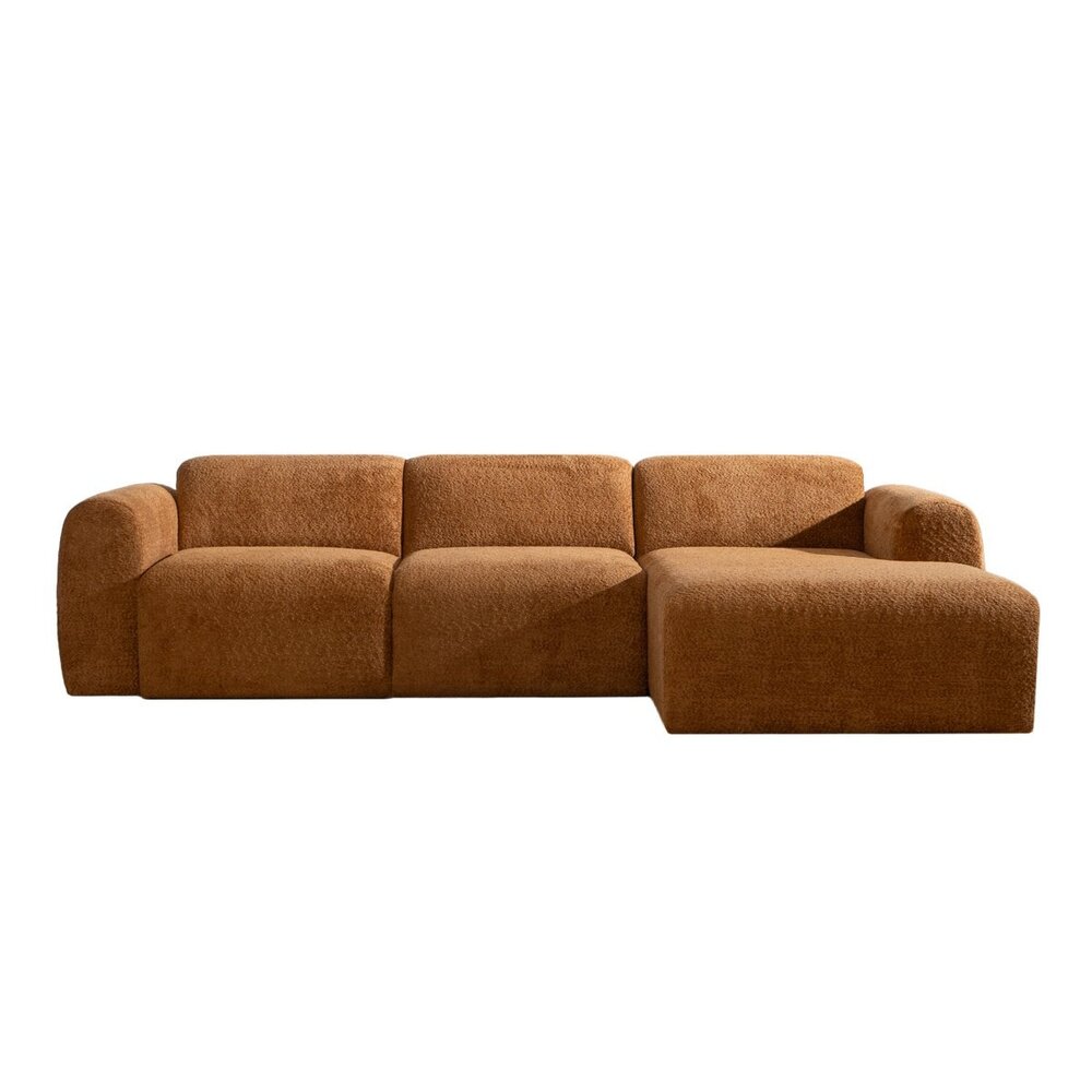 Hoekbank bouclé terracotta rechts 274 cm