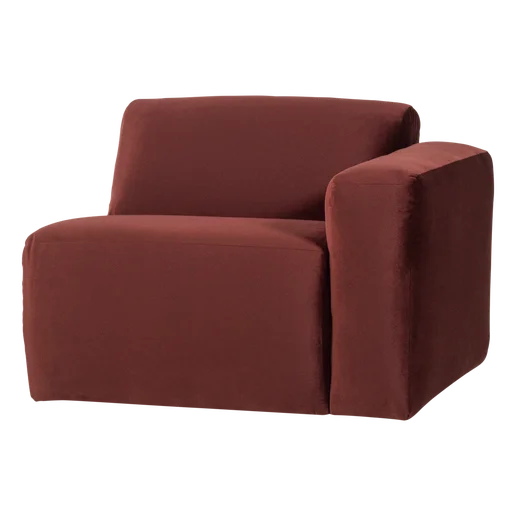 Bank velours bruin 1-zits rechts
