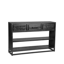 Bijzettafel mangohout zwart 115 cm