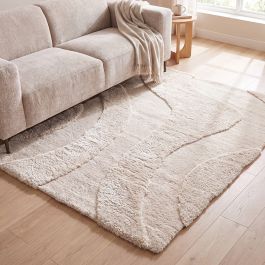 Vloerkleed polyester ivoor 230 × 1 cm hoog