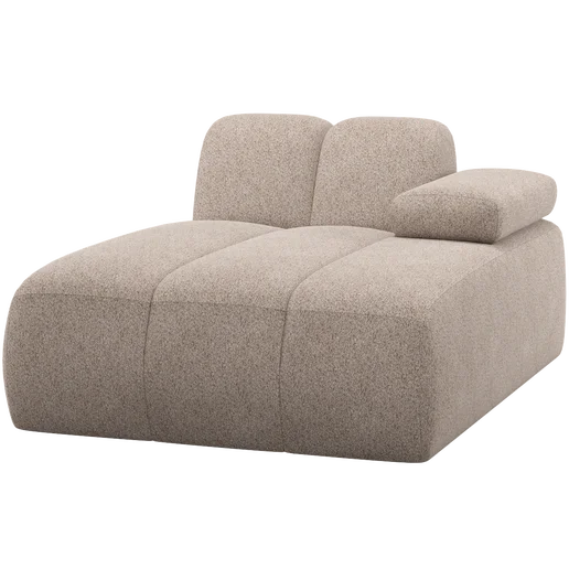 Chaise longue chenille beige rechts 124 cm