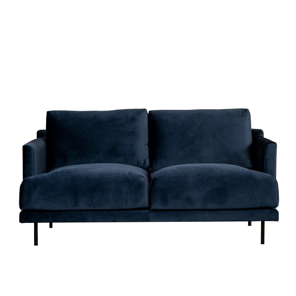 Bank velours blauw 5-zits 174 cm