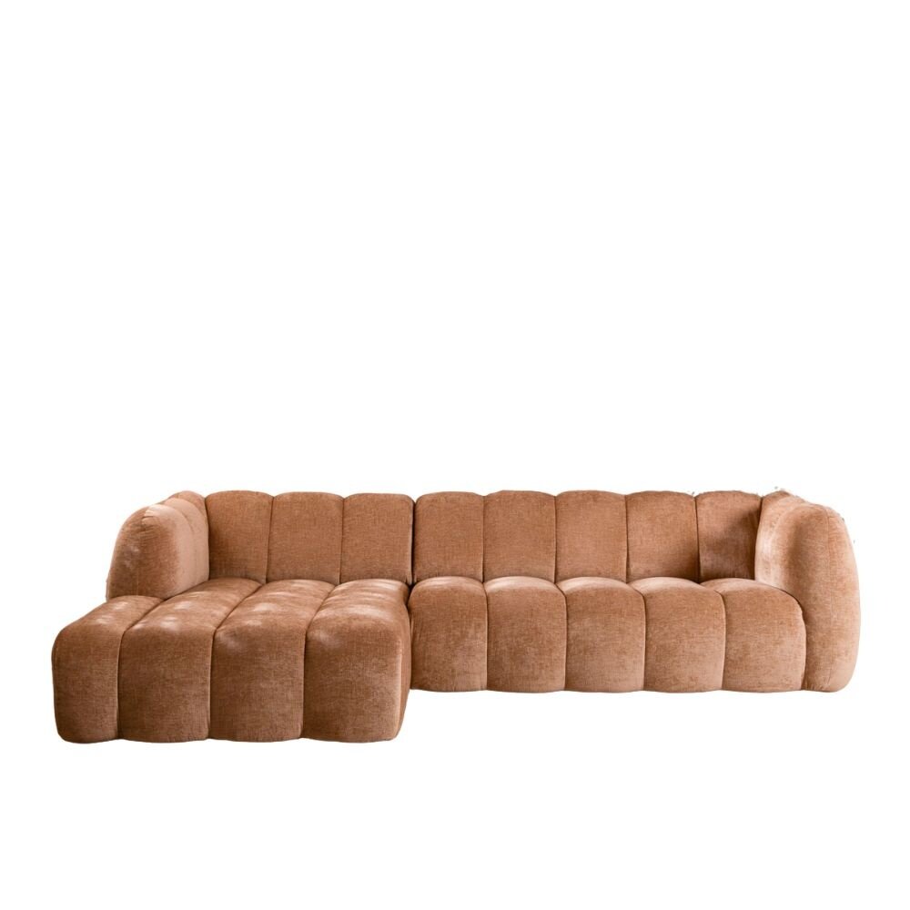Hoekbank chenille peach links 294 cm