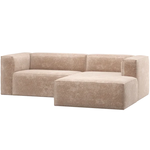 Chaise longue velours naturel rechts