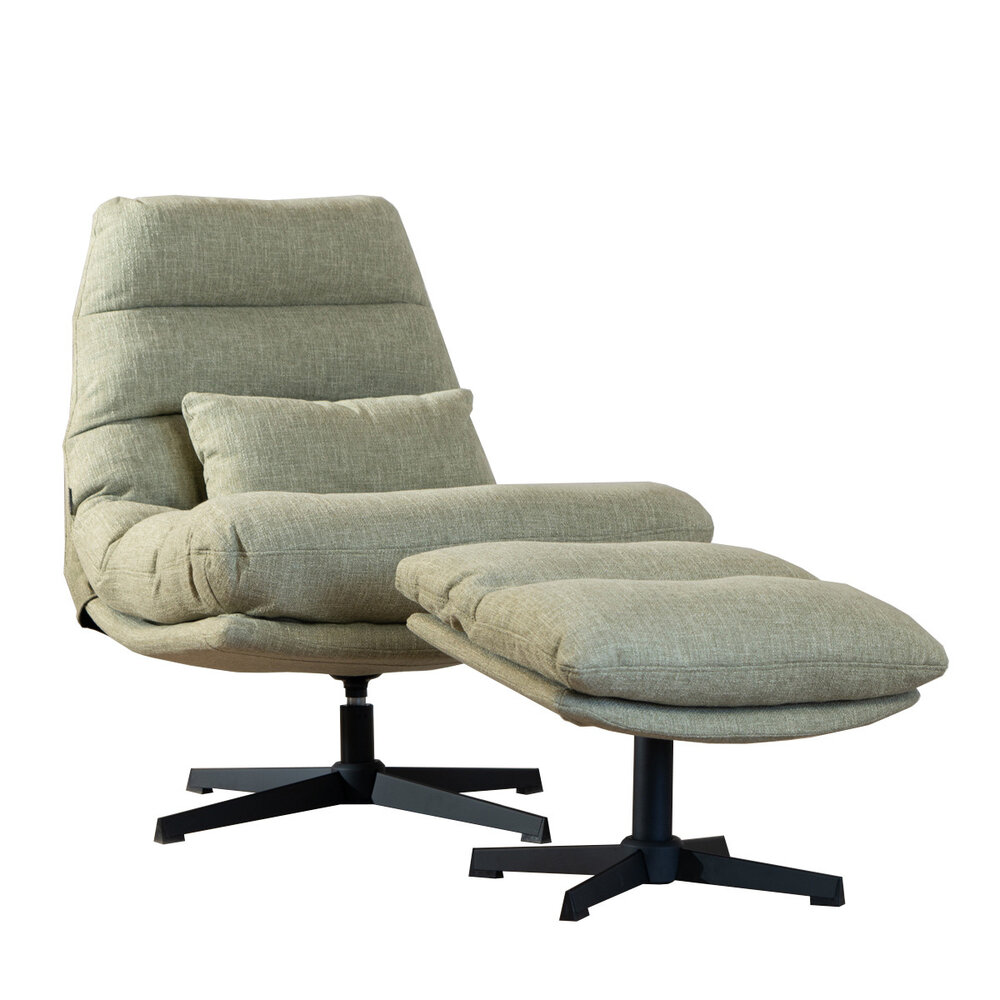 Fauteuil polyester olijfgroen draaibaar 80 cm