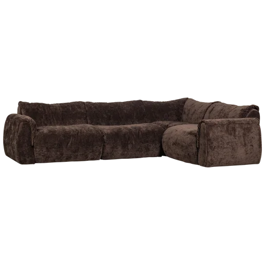 Hoekbank polyester bruin rechts 301 cm