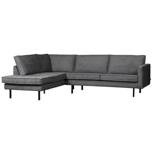 Hoekbank Galla velours grijs links 266 cm