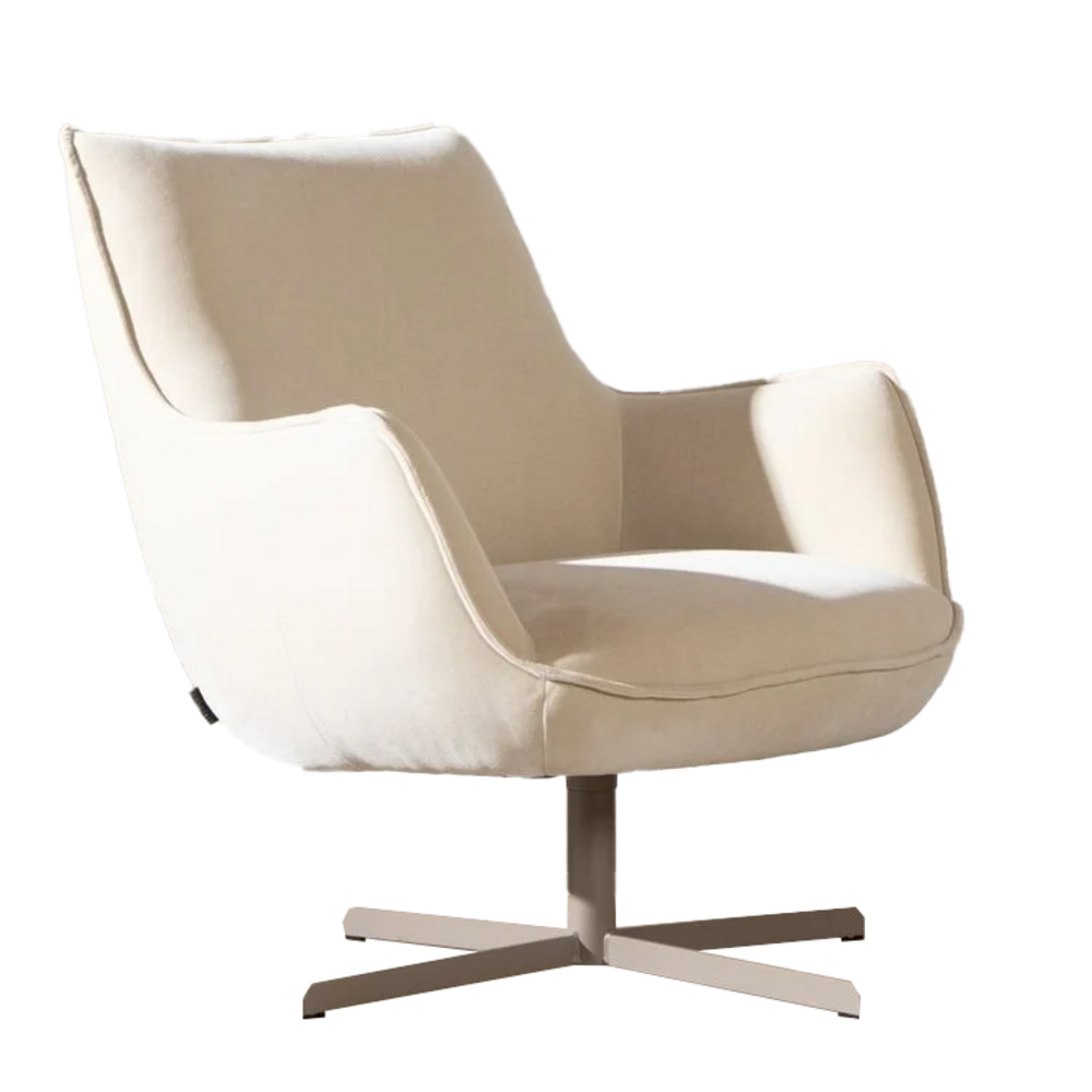 Fauteuil velours beige draaibaar