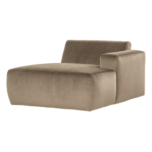 Chaise longue Valvo velours taupe rechts