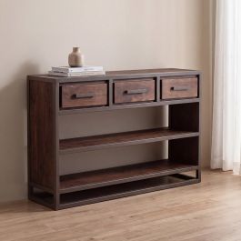 Bijzettafel mangohout bruin espresso 30 cm