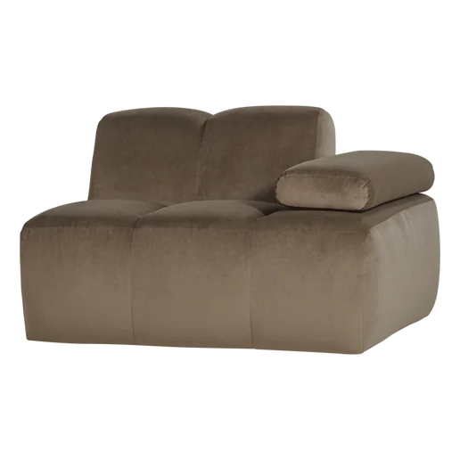 Bank velours 1-zits rechts 124 cm