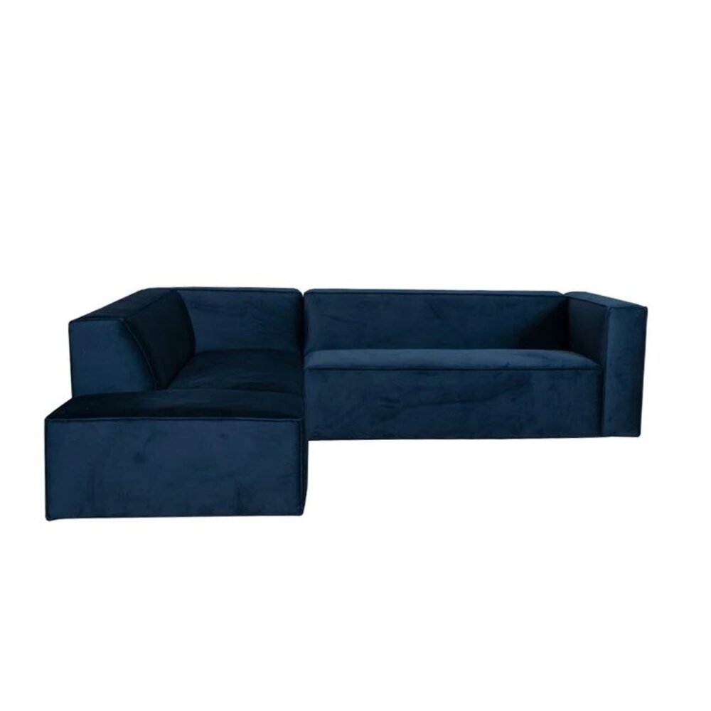 Hoekbank velours blauw links
