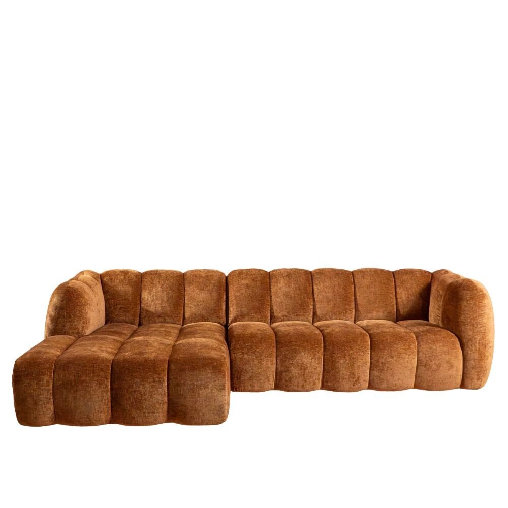 Hoekbank Delmi chenille koper links 294 cm