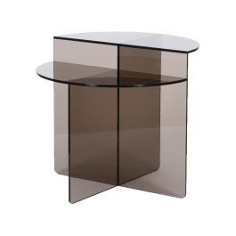 Bijzettafel glas bruin
