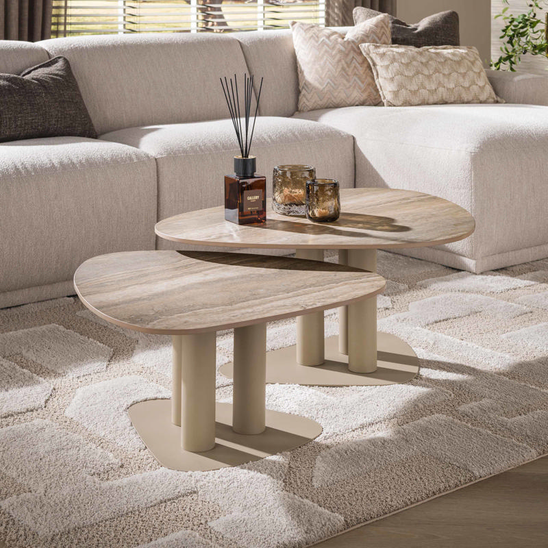 Salontafel driehoekig set van 2 2