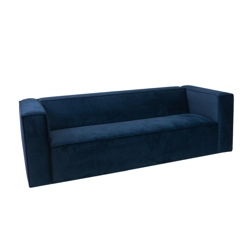 Bank velours blauw 3-zits