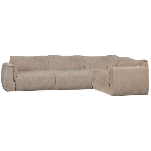 Hoekbank polyester beige rechts 301 cm