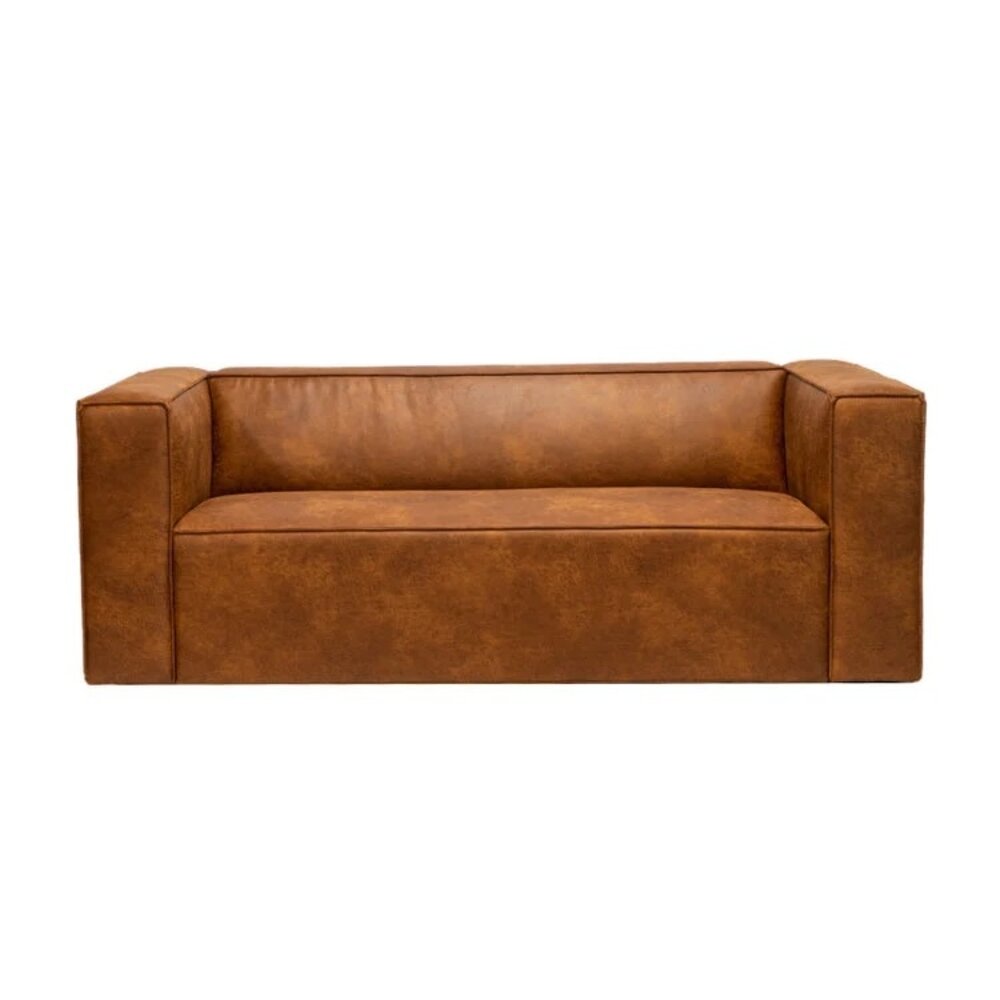 Bank eco-leer cognac 5-zits 194 cm