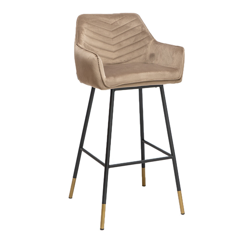 Barkruk velours taupe 65 cm 52 cm