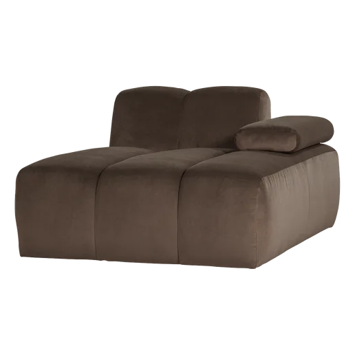 Chaise longue velours rechts 124 × 74 cm hoog