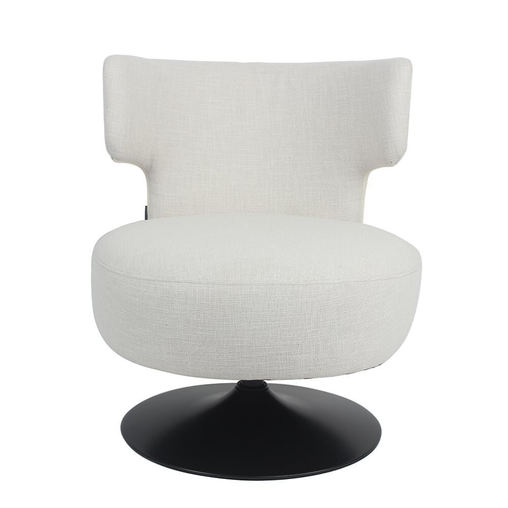 Fauteuil stof gebroken wit draaibaar