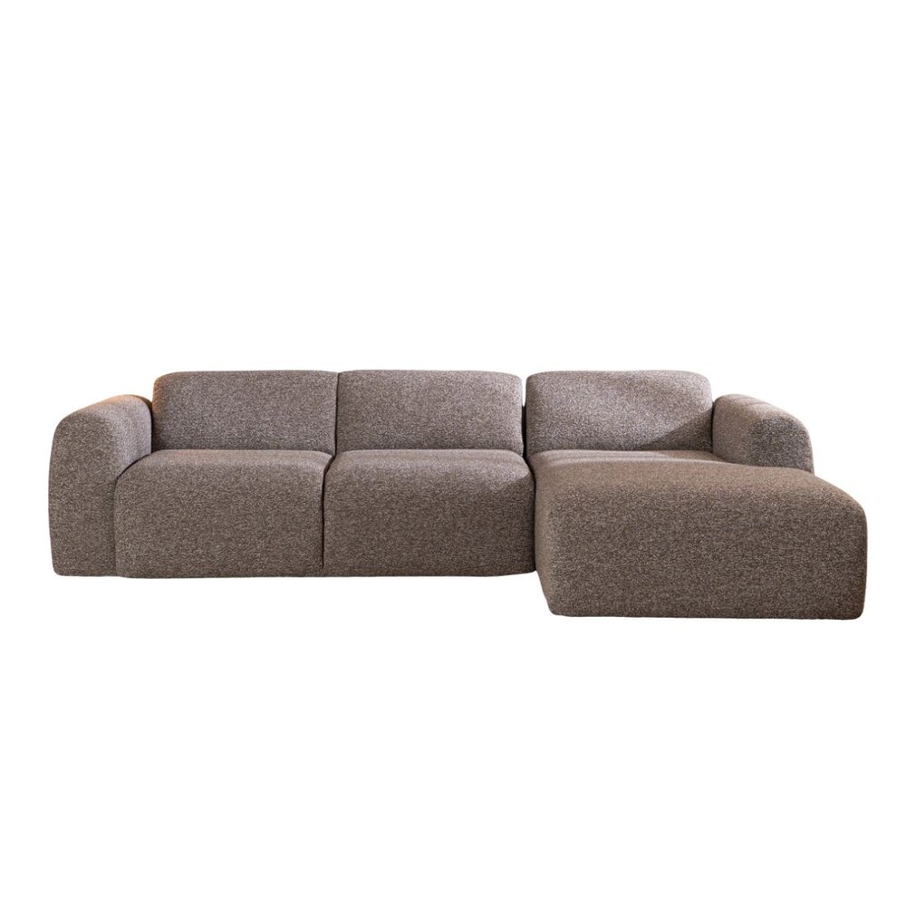 Hoekbank bouclé bruin rechts 274 cm