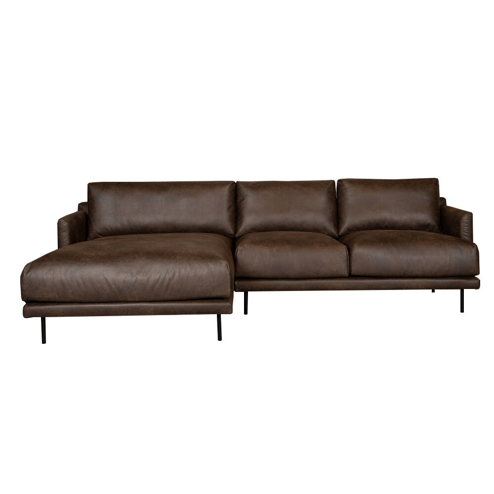 Hoekbank Zelvo eco-leer bruin links